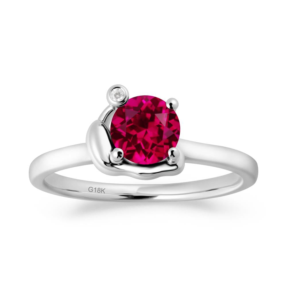 Minimalist Snail Inspired Ruby Ring - LUO Jewelry #metal_18k white gold
