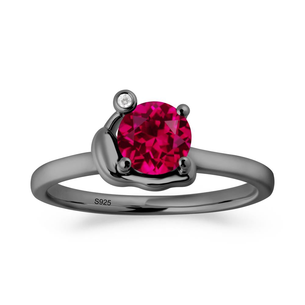 Minimalist Snail Inspired Ruby Ring - LUO Jewelry #metal_black finish sterling silver