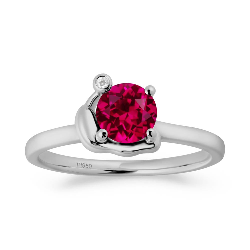 Minimalist Snail Inspired Ruby Ring - LUO Jewelry #metal_platinum