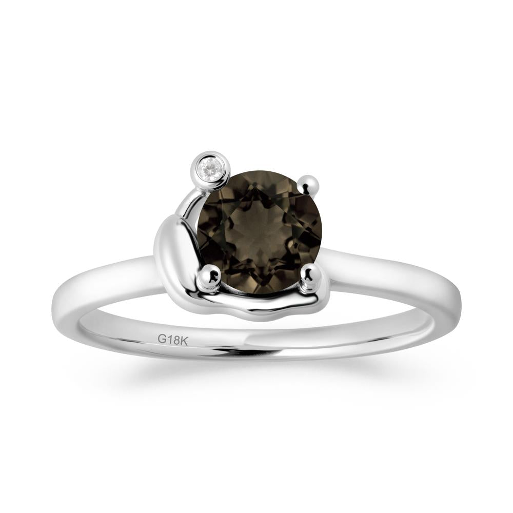 Snail Inspired Smoky Quartz Ring - LUO Jewelry #metal_18k white gold