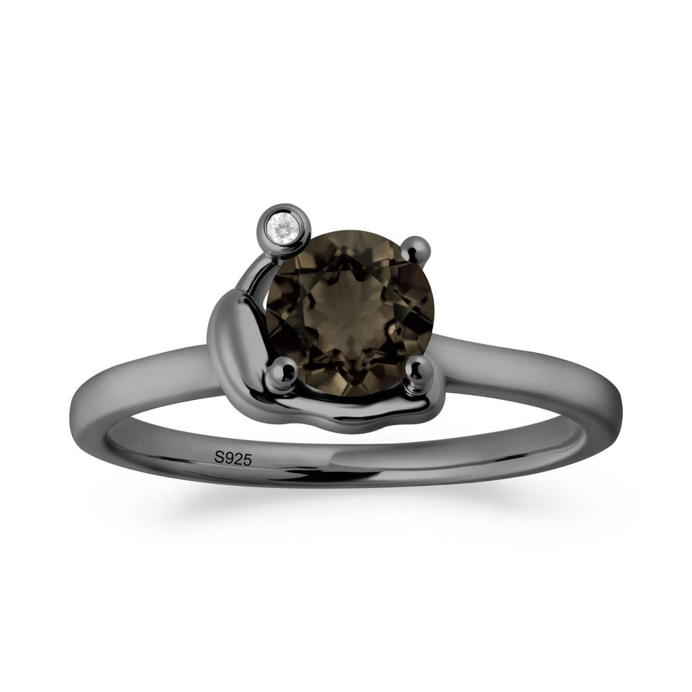 Snail Inspired Smoky Quartz Ring - LUO Jewelry #metal_black finish sterling silver