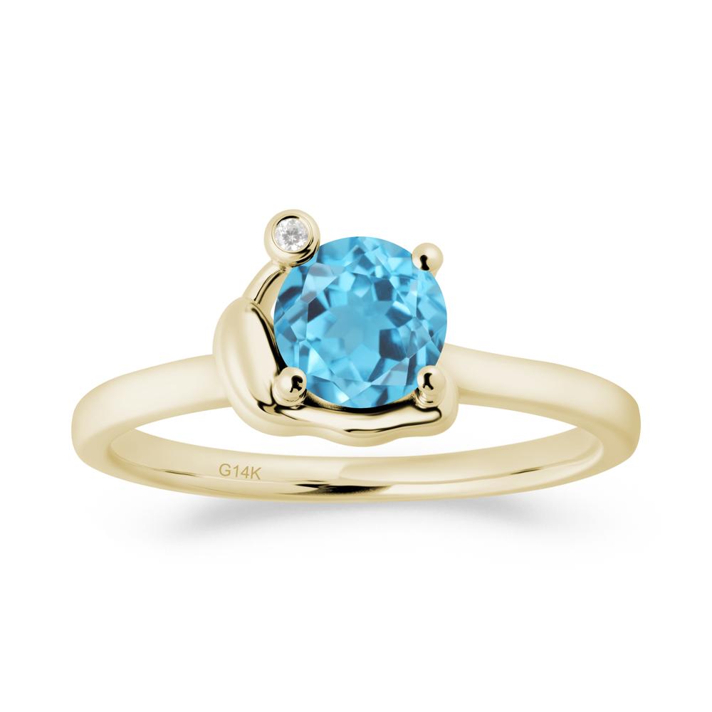 Minimalist Snail Inspired Swiss Blue Topaz Ring - LUO Jewelry #metal_14k yellow gold