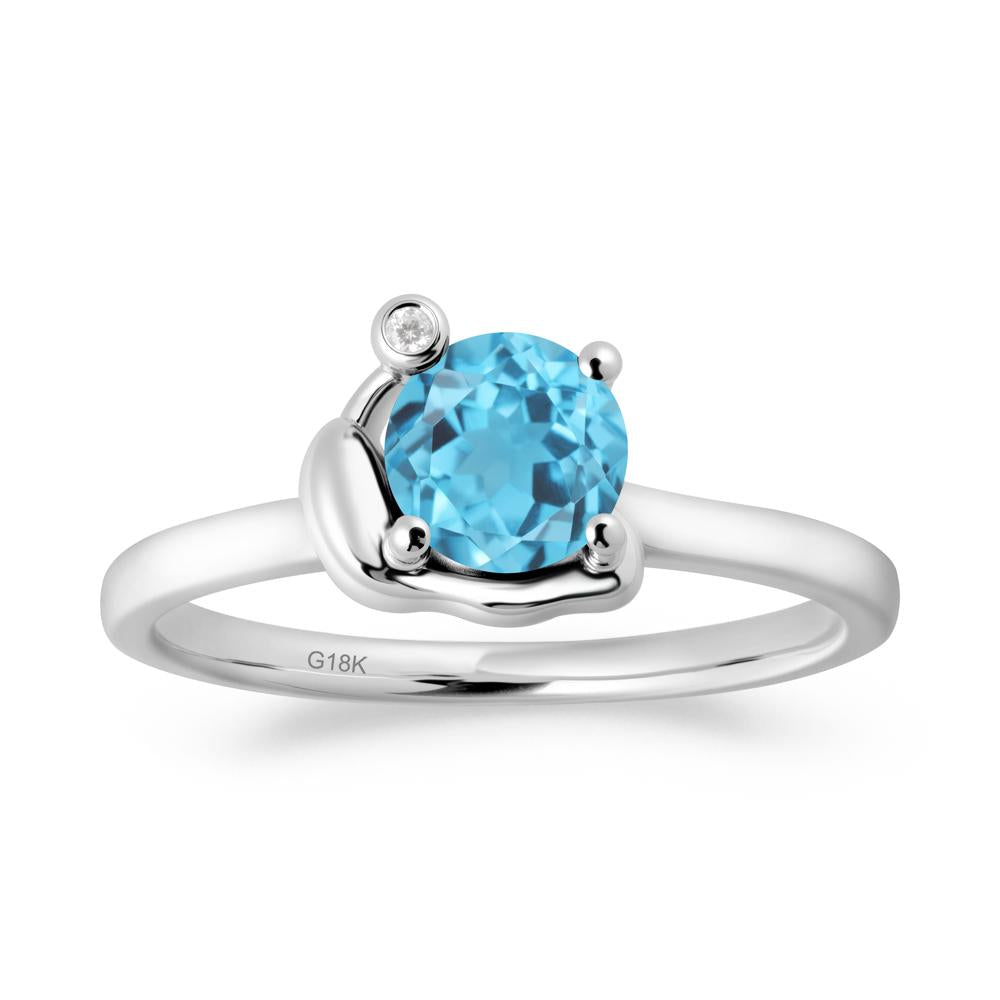Minimalist Snail Inspired Swiss Blue Topaz Ring - LUO Jewelry #metal_18k white gold