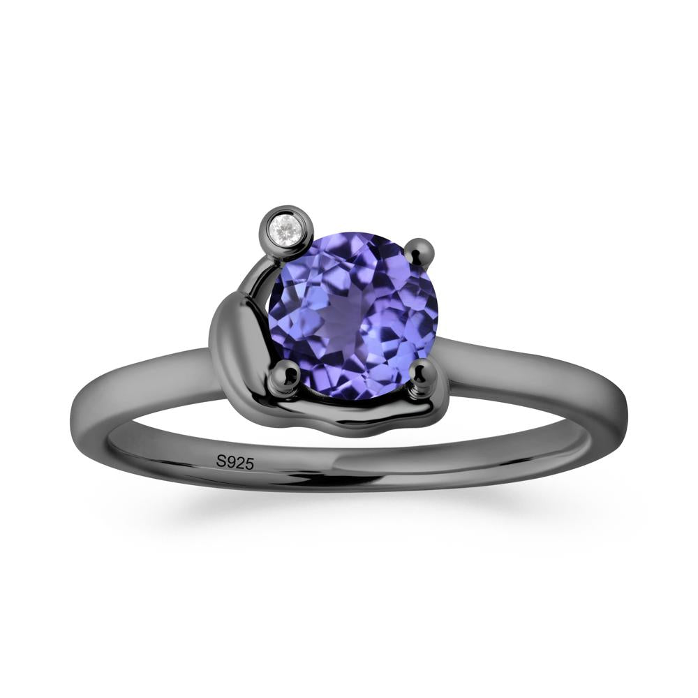Minimalist Snail Inspired Tanzanite Ring - LUO Jewelry #metal_black finish sterling silver