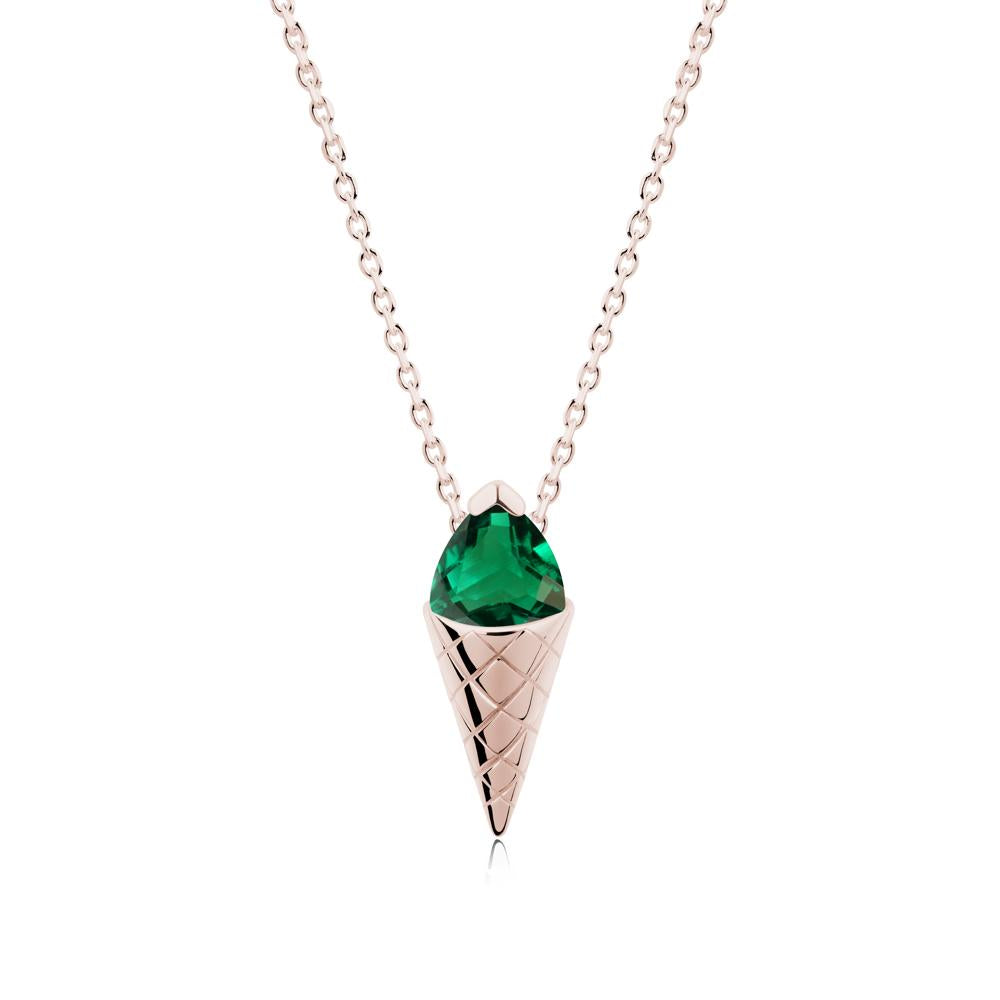 Creative Trillion Cut Emerald Necklace - LUO Jewelry #metal_14k rose gold