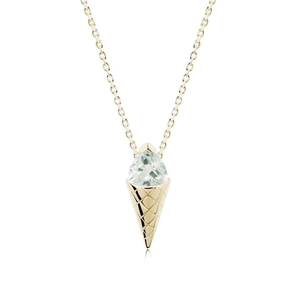 Creative Trillion Cut Green Amethyst Necklace - LUO Jewelry #metal_14k yellow gold