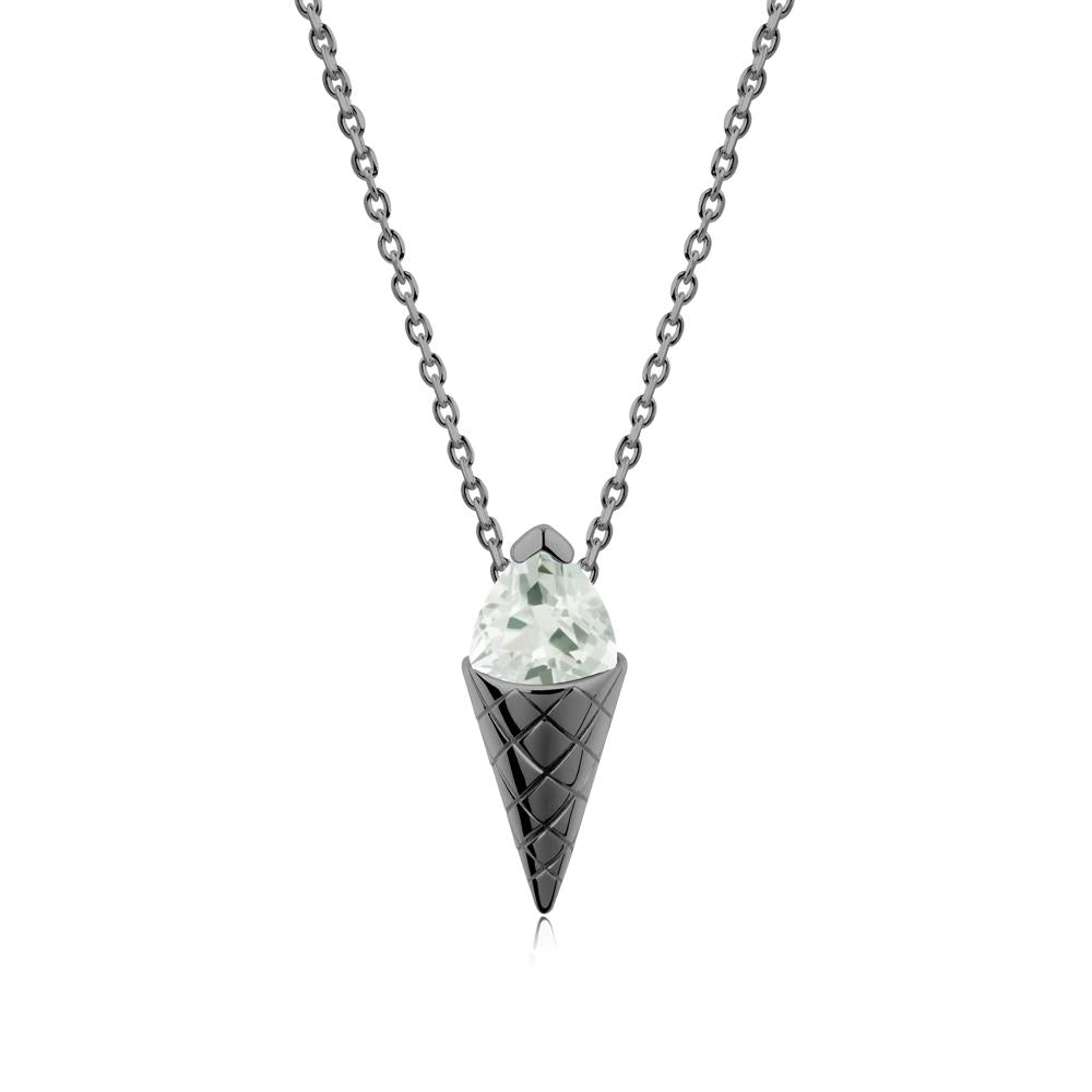 Creative Trillion Cut Green Amethyst Necklace - LUO Jewelry #metal_black finish sterling silver