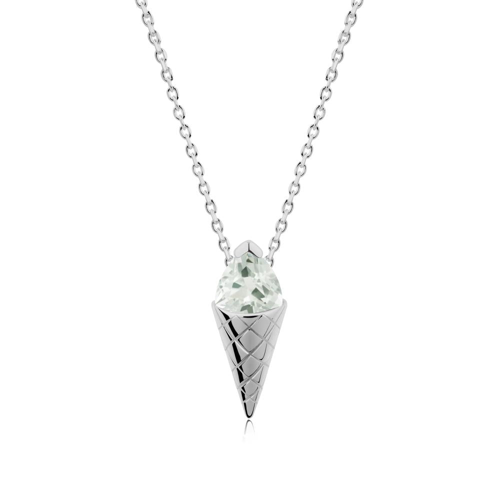 Creative Trillion Cut Green Amethyst Necklace - LUO Jewelry #metal_platinum