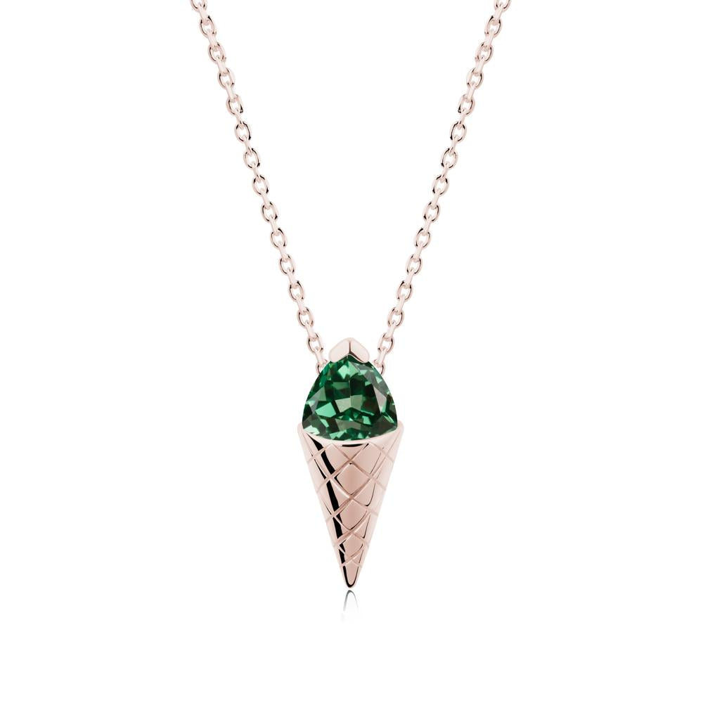 Creative Trillion Cut Green Sapphire Necklace - LUO Jewelry #metal_14k rose gold