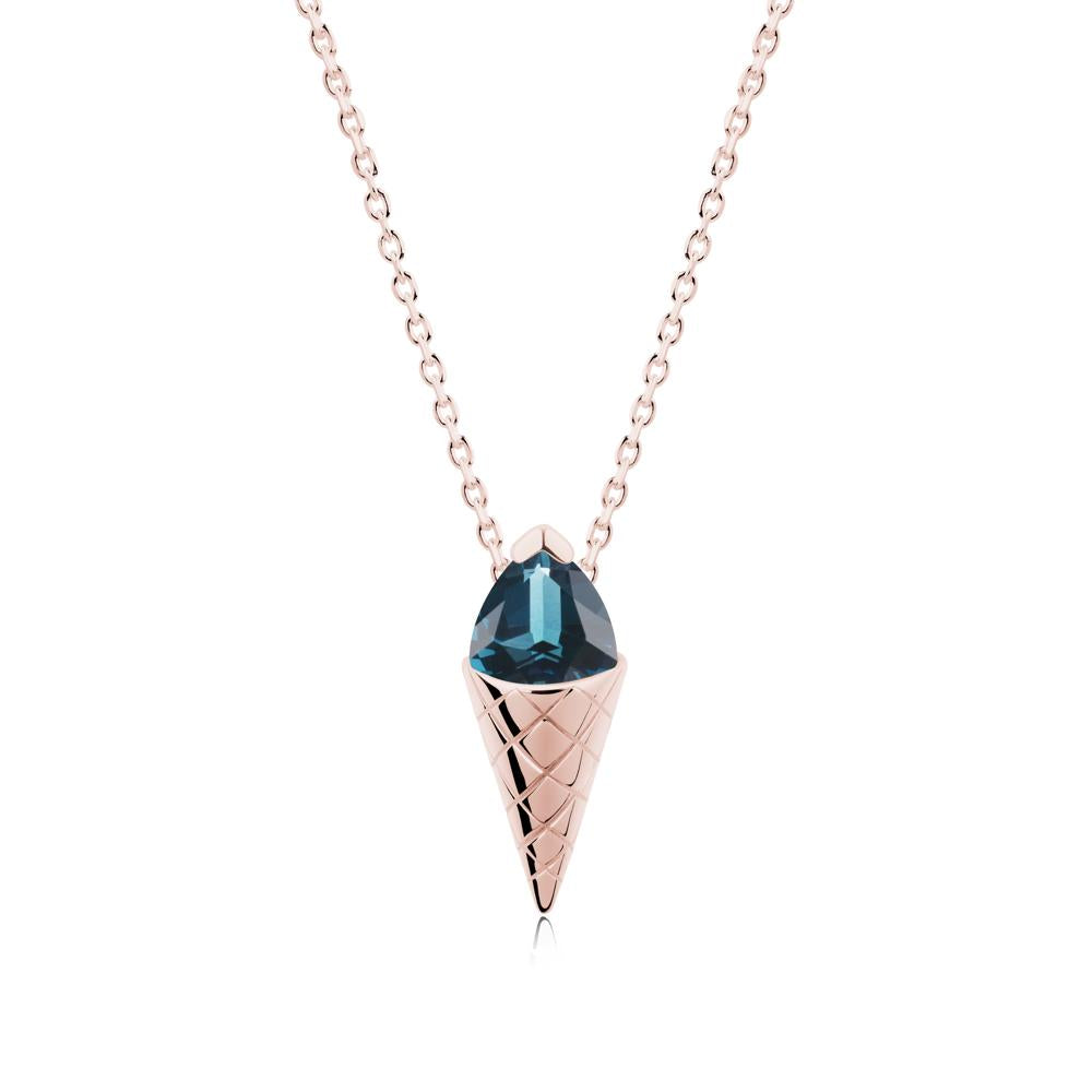 Creative Trillion Cut London Blue Topaz Necklace - LUO Jewelry #metal_18k rose gold