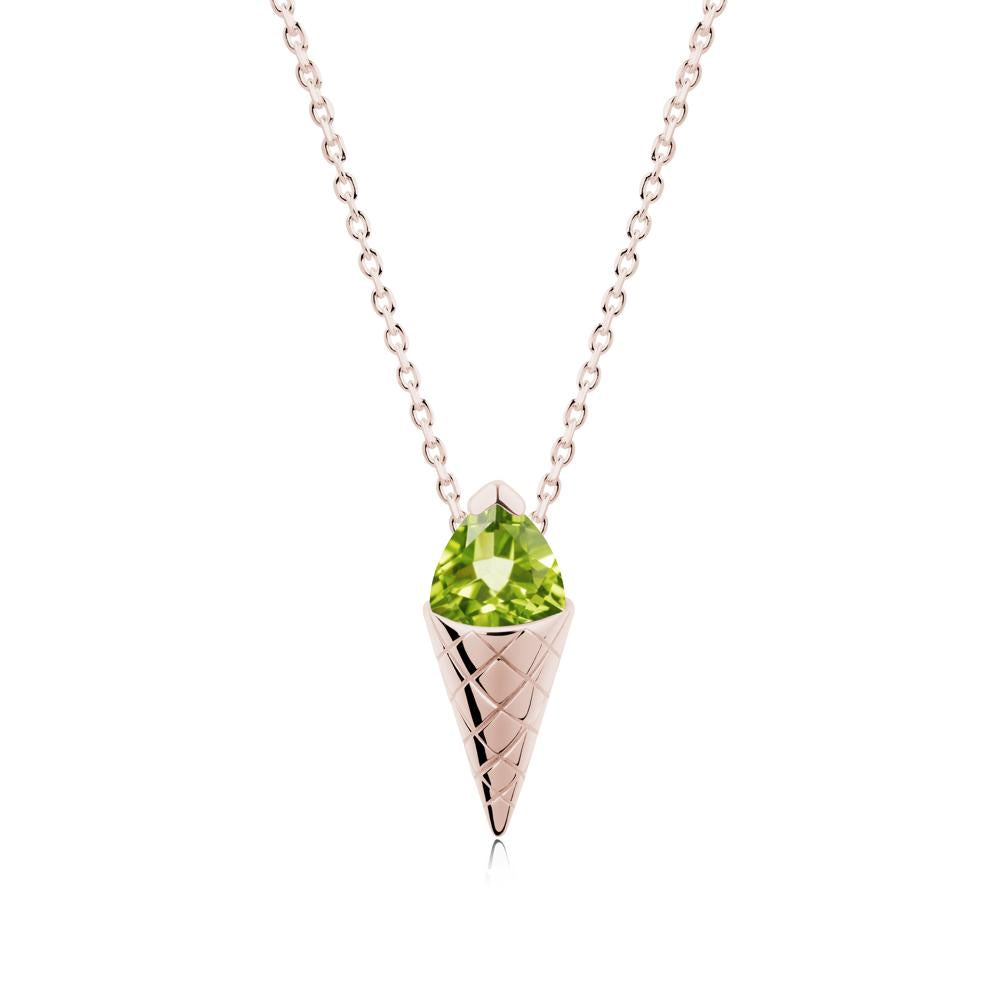 Creative Trillion Cut Peridot Necklace - LUO Jewelry #metal_14k rose gold