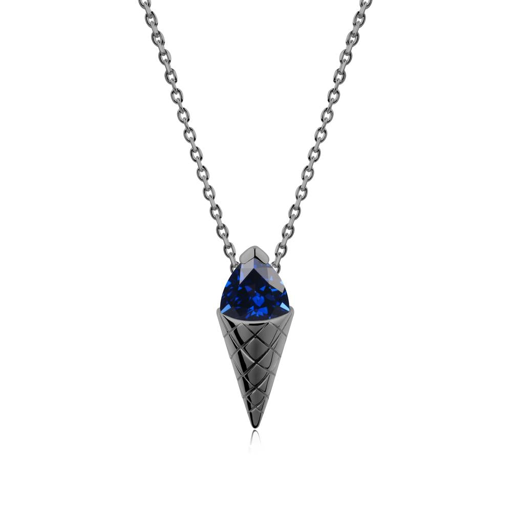 Creative Trillion Cut Sapphire Necklace - LUO Jewelry #metal_black finish sterling silver