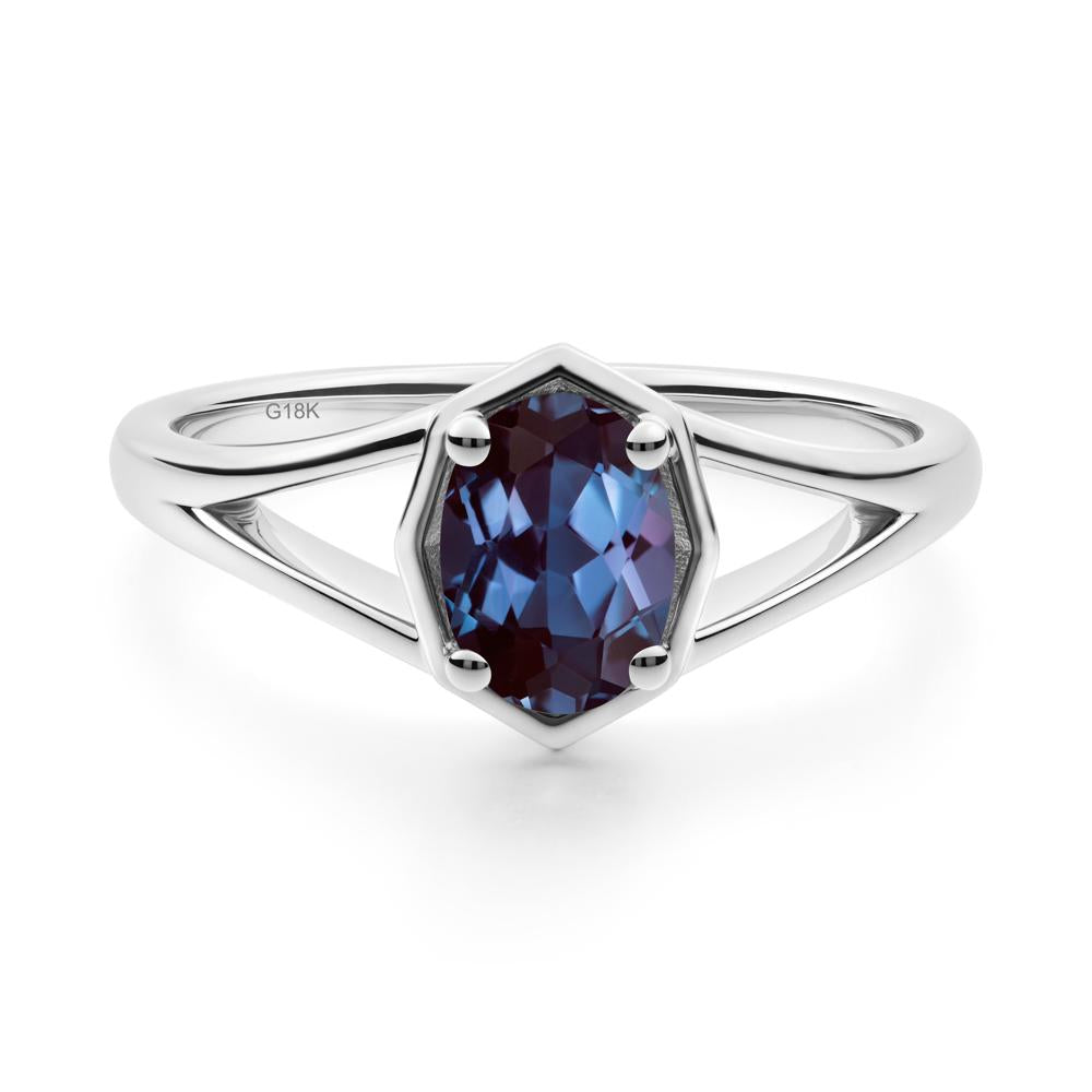 Oval Alexandrite Split Shank Eengagement Ring - LUO Jewelry #metal_18k white gold