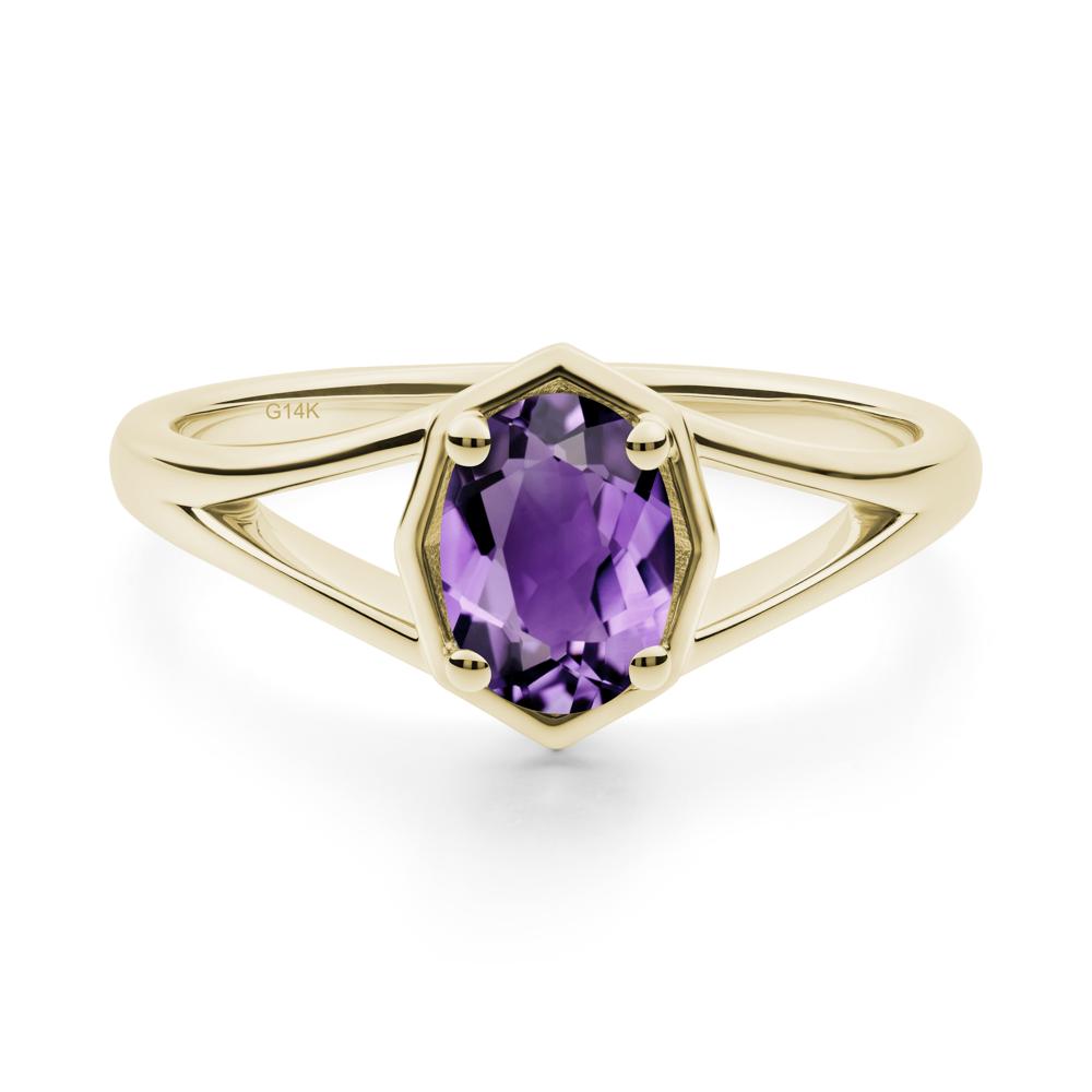 Solitaire Amethyst Ring with Octagon Frame - LUO Jewelry #metal_14k yellow gold