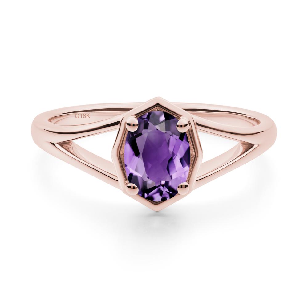 Solitaire Amethyst Ring with Octagon Frame - LUO Jewelry #metal_18k rose gold