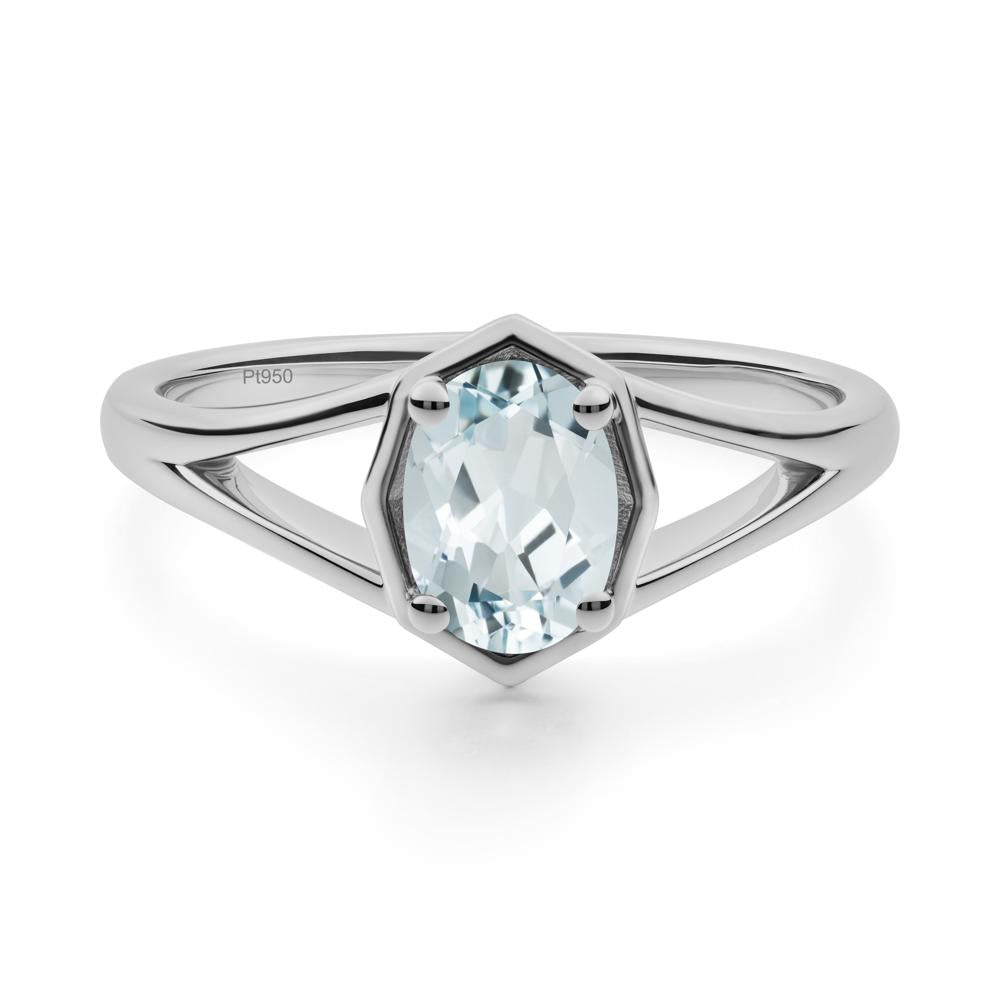 Oval Aquamarine Split Shank Eengagement Ring - LUO Jewelry #metal_platinum