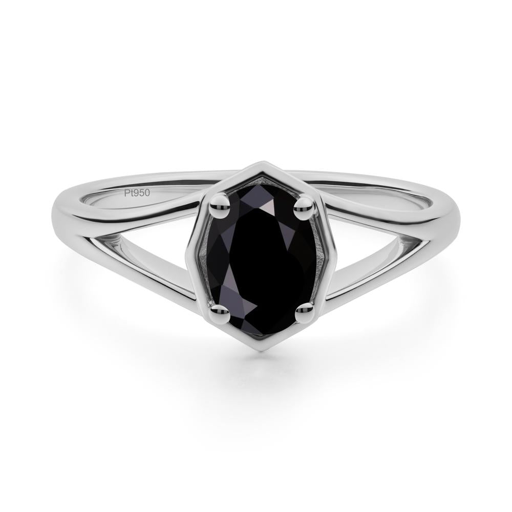 Solitaire Black Spinel Ring with Octagon Frame - LUO Jewelry #metal_platinum