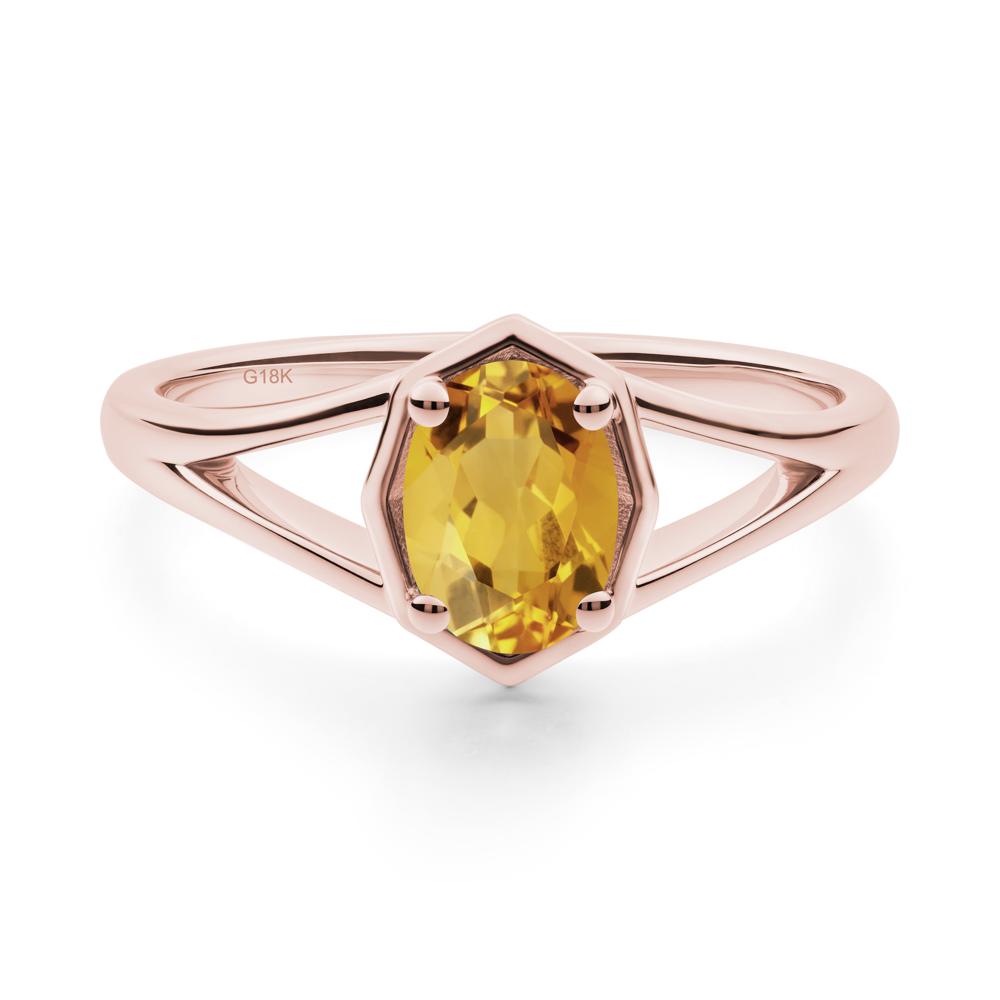 Solitaire Citrine Ring with Octagon Frame - LUO Jewelry #metal_18k rose gold