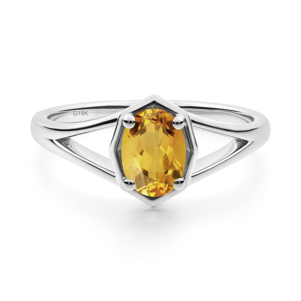 Solitaire Citrine Ring with Octagon Frame - LUO Jewelry #metal_18k white gold