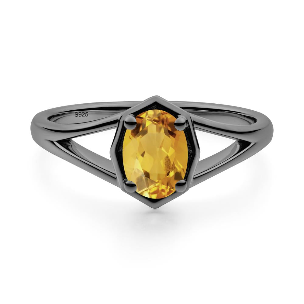 Solitaire Citrine Ring with Octagon Frame - LUO Jewelry #metal_black finish sterling silver