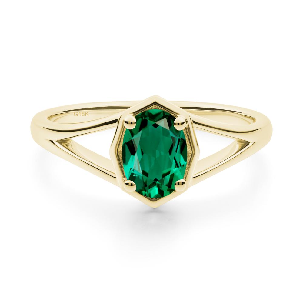 Solitaire Emerald Ring with Octagon Frame - LUO Jewelry #metal_18k yellow gold