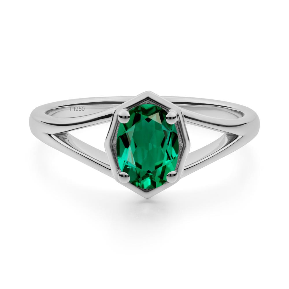 Solitaire Emerald Ring with Octagon Frame - LUO Jewelry #metal_platinum
