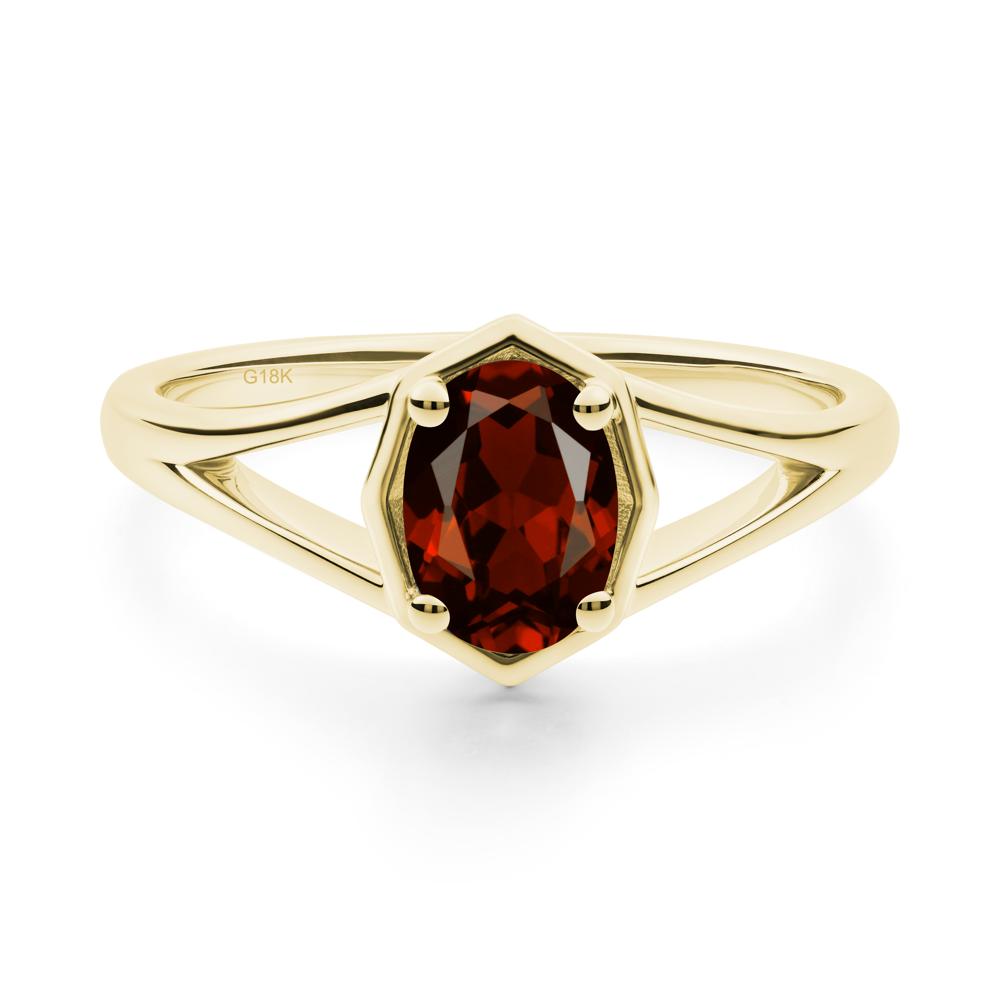 Solitaire Garnet Ring with Octagon Frame - LUO Jewelry #metal_18k yellow gold