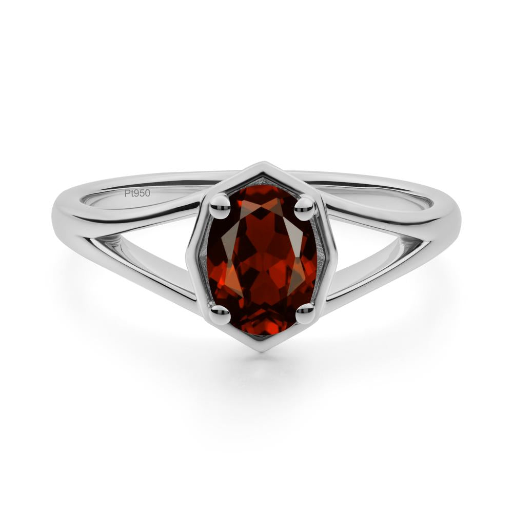 Solitaire Garnet Ring with Octagon Frame - LUO Jewelry #metal_platinum