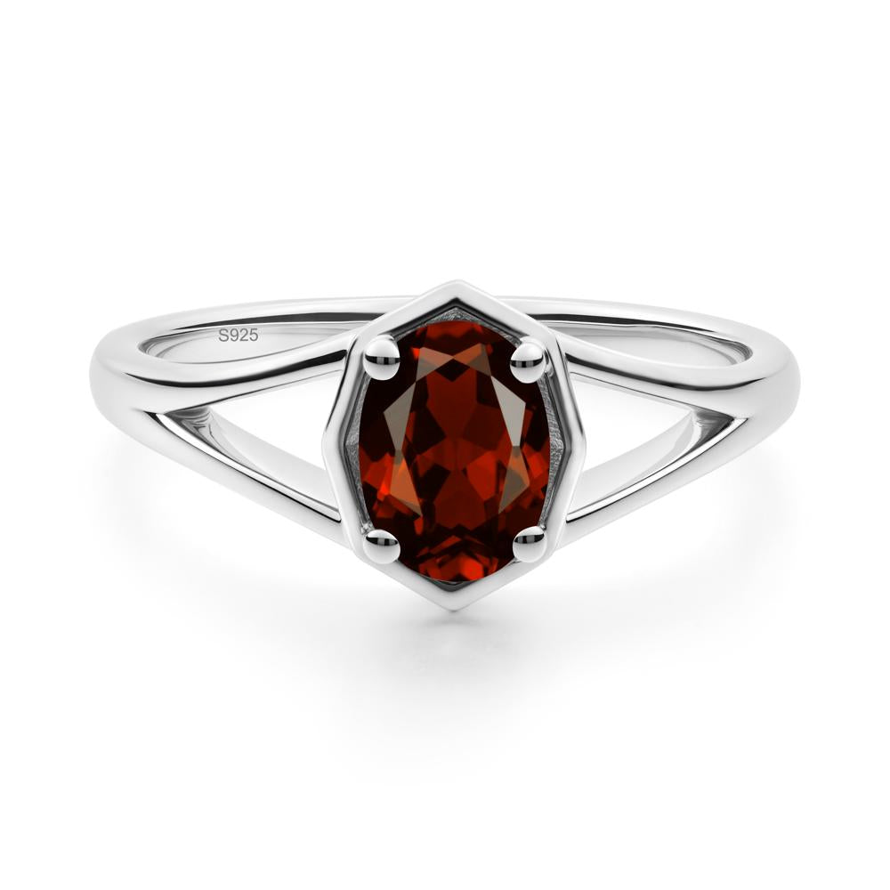 Solitaire Garnet Ring with Octagon Frame - LUO Jewelry #metal_sterling silver