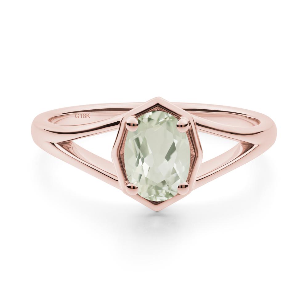 Solitaire Green Amethyst Ring with Octagon Frame - LUO Jewelry #metal_18k rose gold