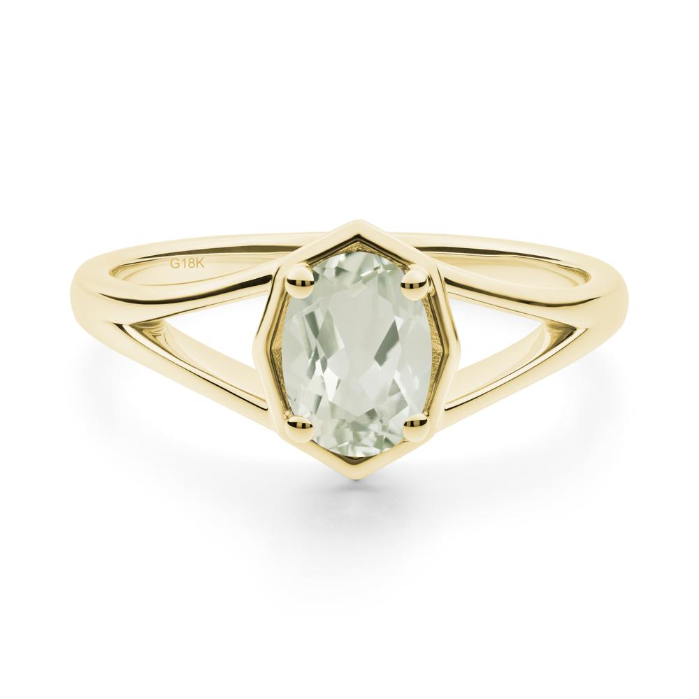 Solitaire Green Amethyst Ring with Octagon Frame - LUO Jewelry #metal_18k yellow gold