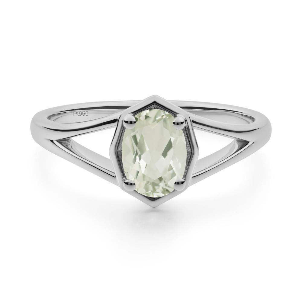 Solitaire Green Amethyst Ring with Octagon Frame - LUO Jewelry #metal_platinum