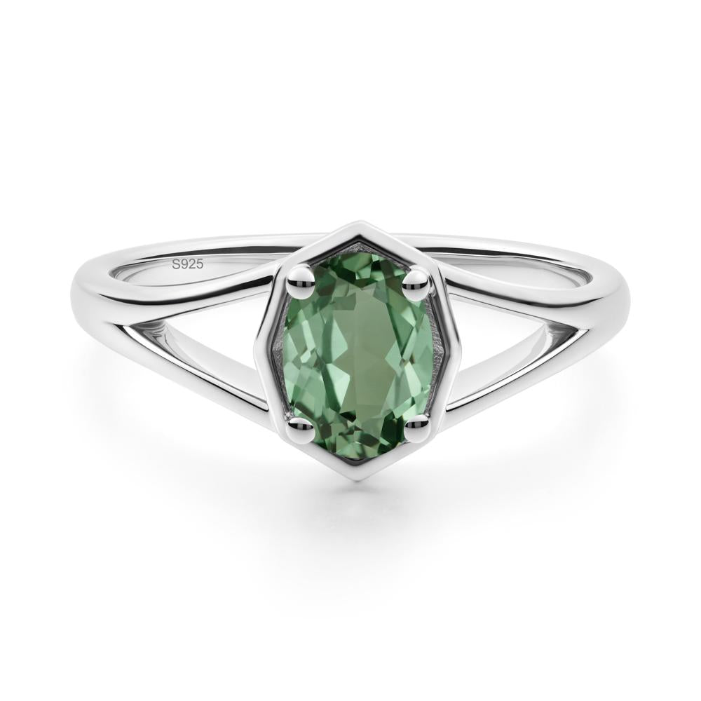 Oval Green Sapphire Split Shank Eengagement Ring - LUO Jewelry #metal_sterling silver