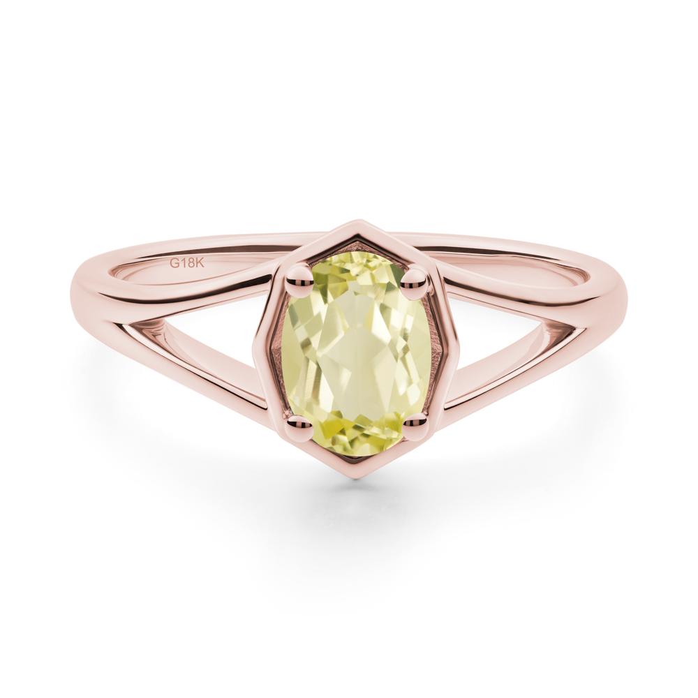Oval Lemon Quartz Split Shank Eengagement Ring - LUO Jewelry #metal_18k rose gold