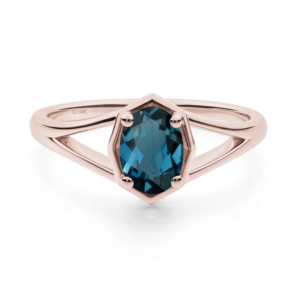 Oval London Blue Topaz Split Shank Eengagement Ring - LUO Jewelry #metal_14k rose gold