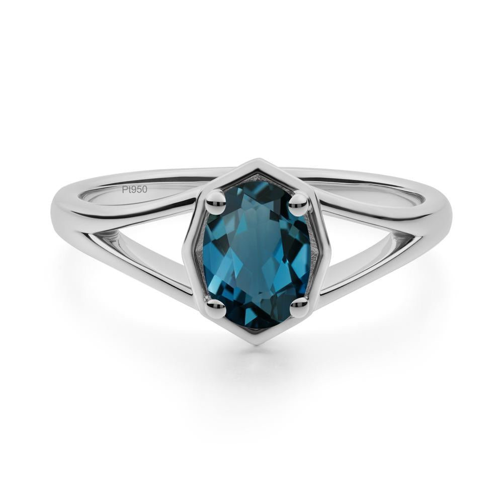 Oval London Blue Topaz Split Shank Eengagement Ring - LUO Jewelry #metal_platinum