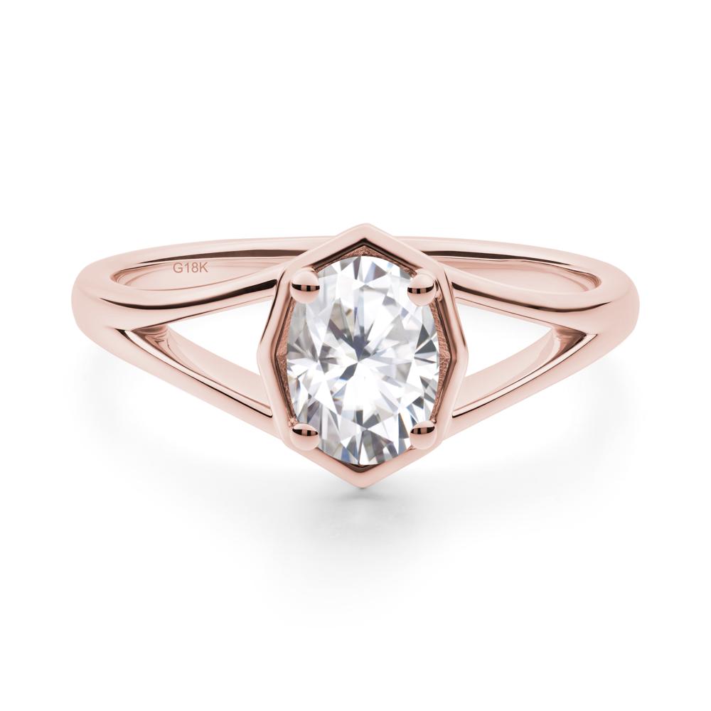 Oval Moissanite Split Shank Eengagement Ring - LUO Jewelry #metal_18k rose gold