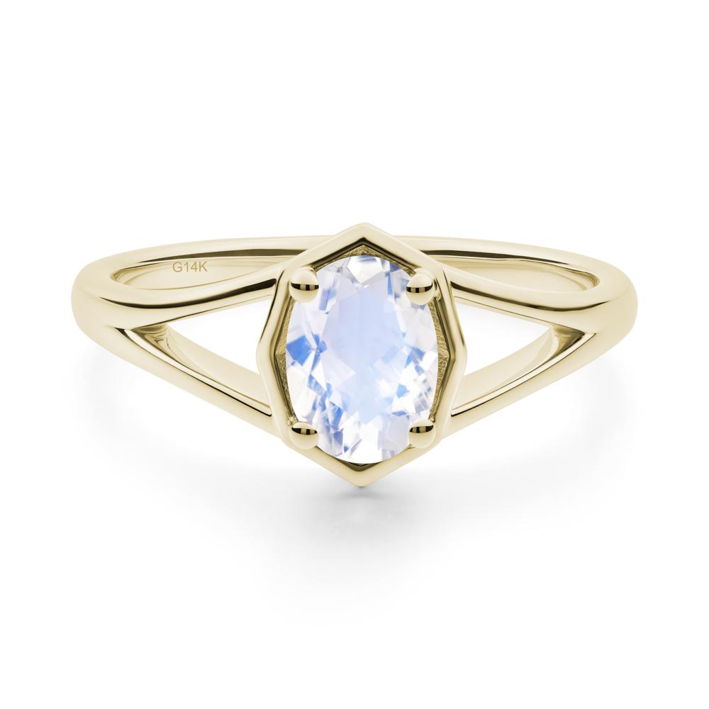 Solitaire Moonstone Ring with Octagon Frame - LUO Jewelry #metal_14k yellow gold