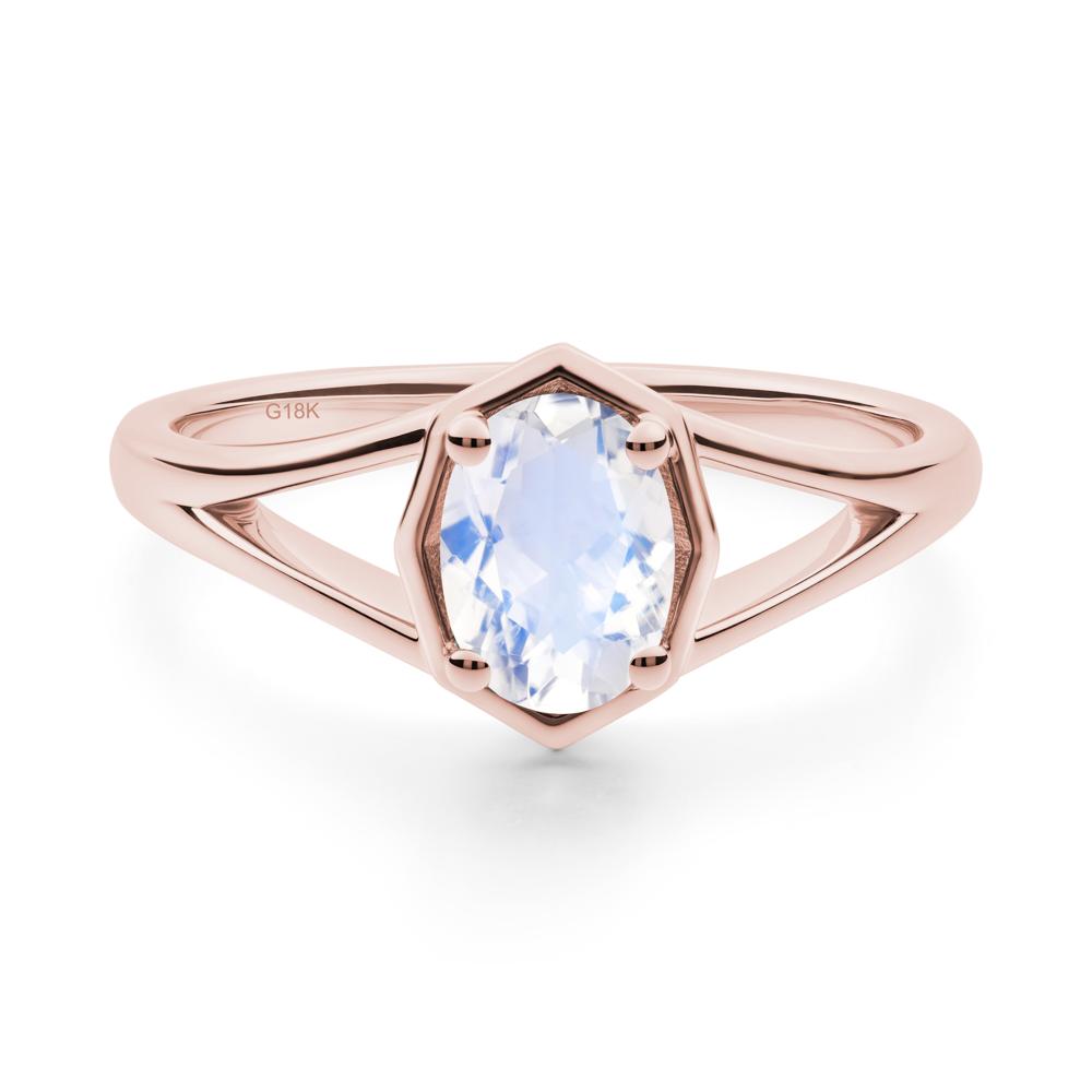 Solitaire Moonstone Ring with Octagon Frame - LUO Jewelry #metal_18k rose gold