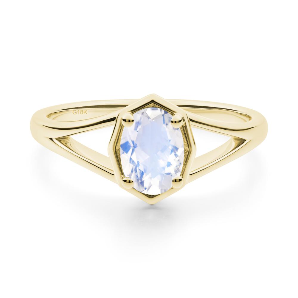 Solitaire Moonstone Ring with Octagon Frame - LUO Jewelry #metal_18k yellow gold