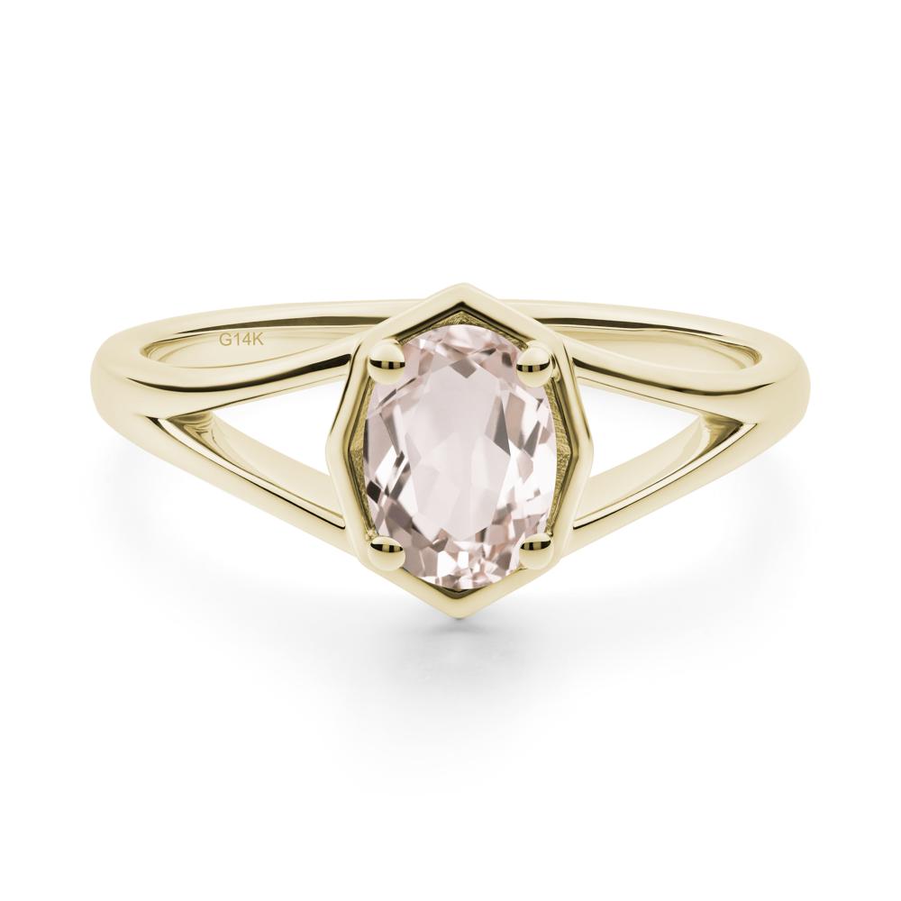 Oval Morganite Split Shank Eengagement Ring - LUO Jewelry #metal_14k yellow gold