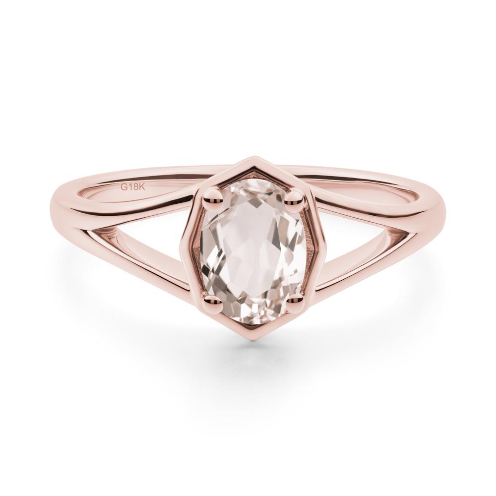 Oval Morganite Split Shank Eengagement Ring - LUO Jewelry #metal_18k rose gold