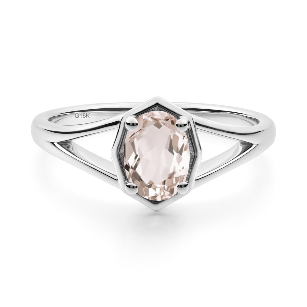 Oval Morganite Split Shank Eengagement Ring - LUO Jewelry #metal_18k white gold