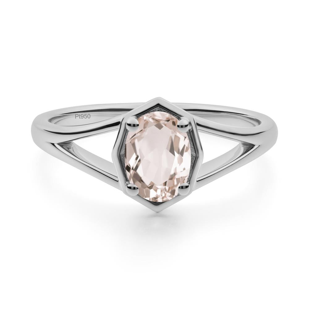 Oval Morganite Split Shank Eengagement Ring - LUO Jewelry #metal_platinum