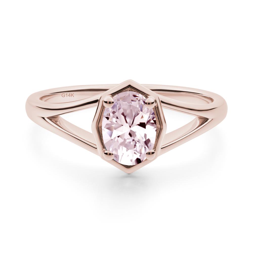 Solitaire Pink Cubic Zirconia Ring with Octagon Frame - LUO Jewelry #metal_14k rose gold