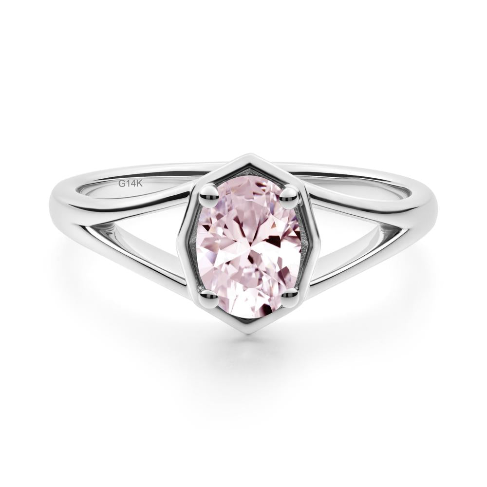 Solitaire Pink Cubic Zirconia Ring with Octagon Frame - LUO Jewelry #metal_14k white gold