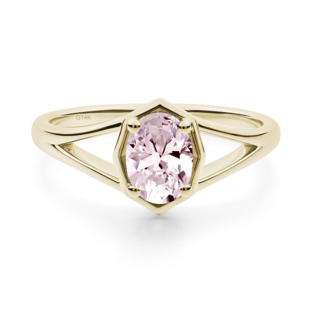 Solitaire Pink Cubic Zirconia Ring with Octagon Frame - LUO Jewelry #metal_14k yellow gold
