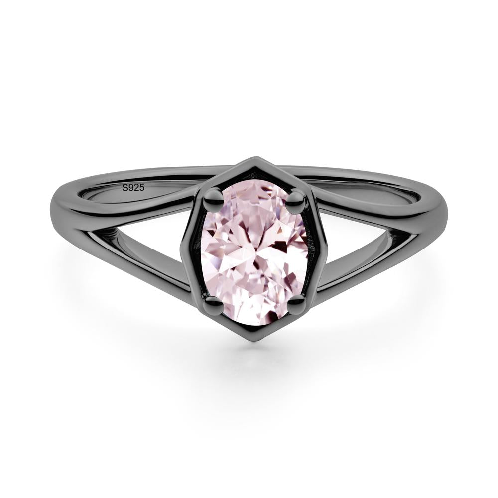 Solitaire Pink Cubic Zirconia Ring with Octagon Frame - LUO Jewelry #metal_black finish sterling silver
