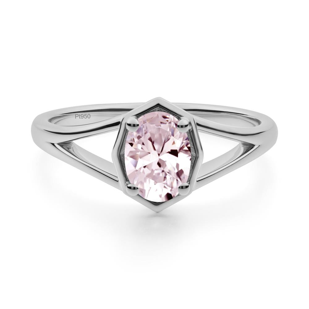 Solitaire Pink Cubic Zirconia Ring with Octagon Frame - LUO Jewelry #metal_platinum