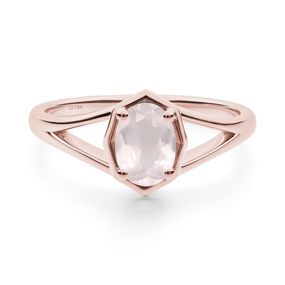 Solitaire Rose Quartz Ring with Octagon Frame - LUO Jewelry #metal_18k rose gold